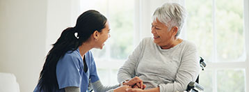 healthcare worker with older woman